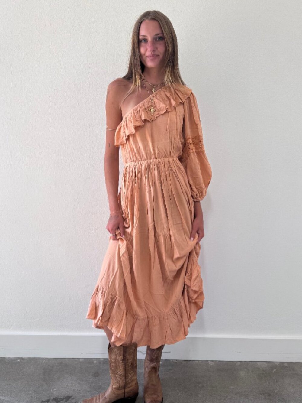Jen's Pirate Booty NWT Gray Maxi Ruffle Dress